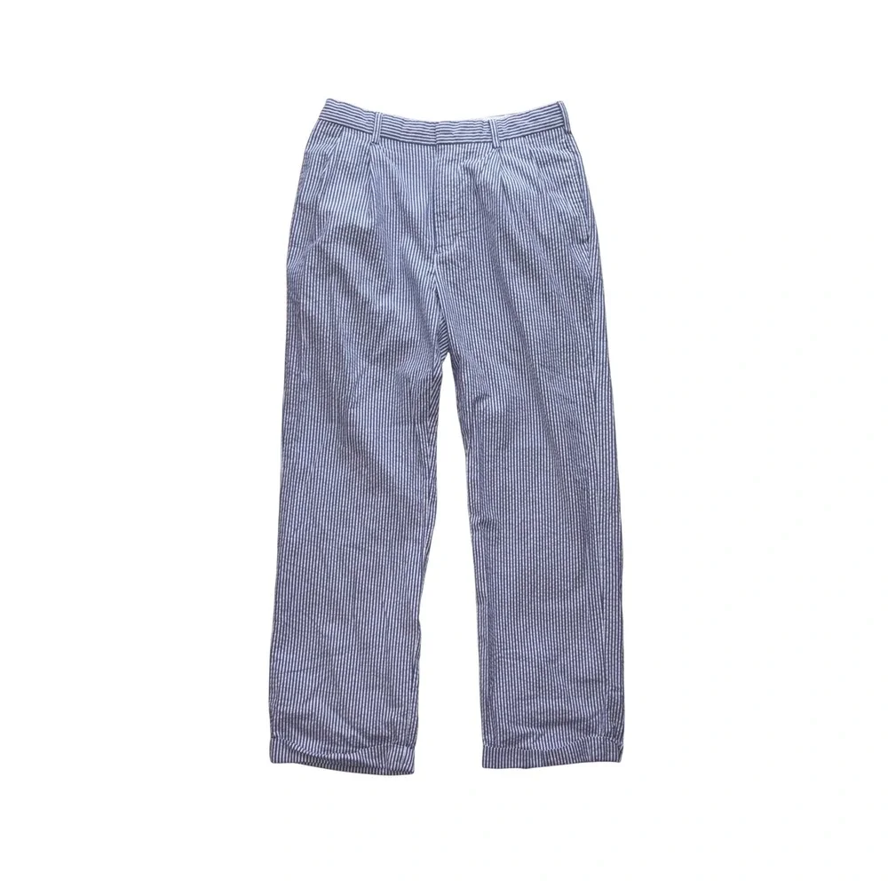 JOS. A. BANK Seersucker Pants Mens 32x30 Blue Striped Cotton Pleated Stays Cool